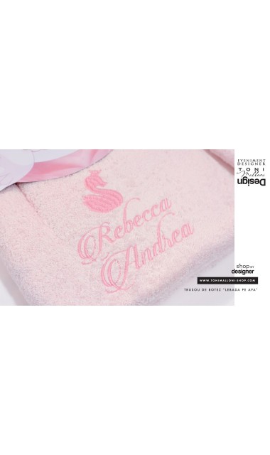 Trusou botez cu lebada pentru fetite personalizat prin brodare, Little Swan 20